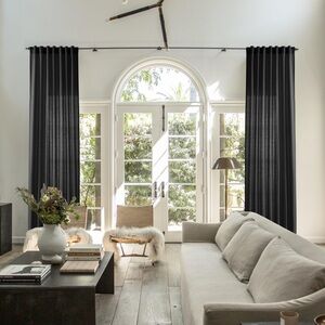100% Black Linen Curtains 45” x 108” - 3 sets available